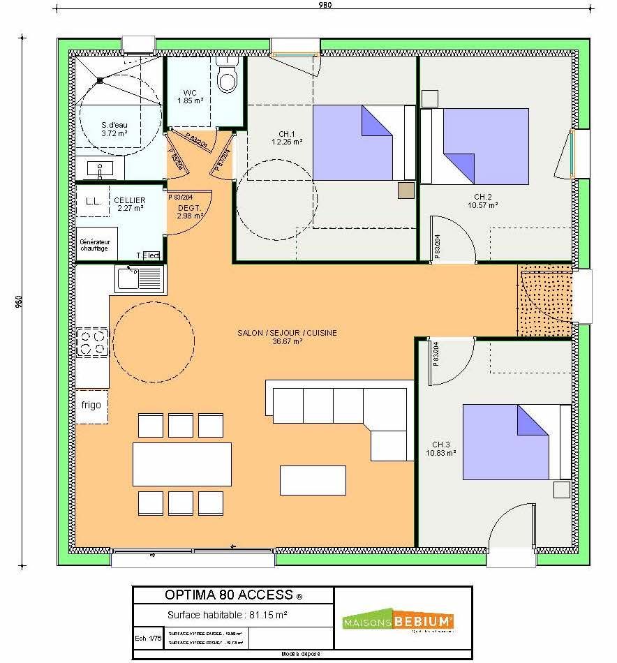 37+ Plan Maison Plain Pied 3 Chambres Moderne En Brique Pictures